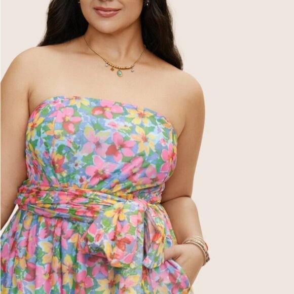 BloomChic Everywhere Dress - Colored Floral Belted Dress XL us 14 - Picture 4 of 9